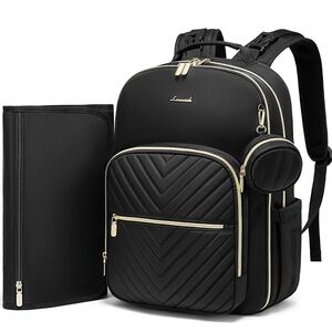 NWT Quilted Diaper Bag Backpack with Changing Pad & Pacifier Holder